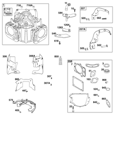 Cylinder Group Diagram and Parts List for 44C777-0012-G1 400000 - 699999 Briggs and Stratton Engine